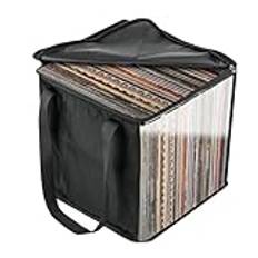 Vinylskivors bärväska, förvaringslåda för vinylskiva för 12 vinylskivor, dammtät förvaringsväska, LP vinylskivorganiserare, rymmer upp 50 vinylalbum, Svart x 1, Refer to description, Unisex