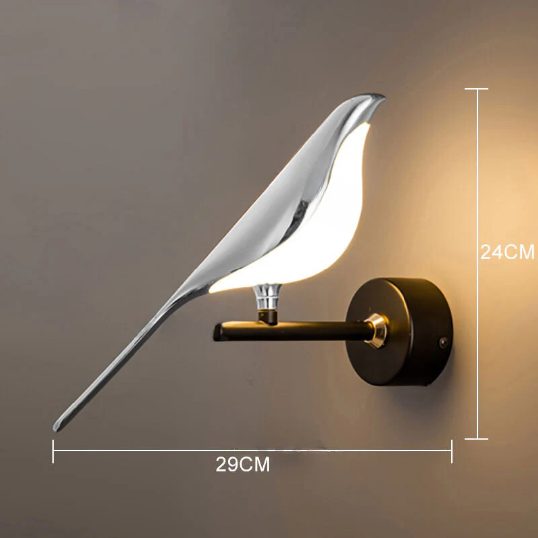 LuminaBird - Modern Rund LED Vägglampa - 1 Huvud Silverfärgad / Naturligt Ljus