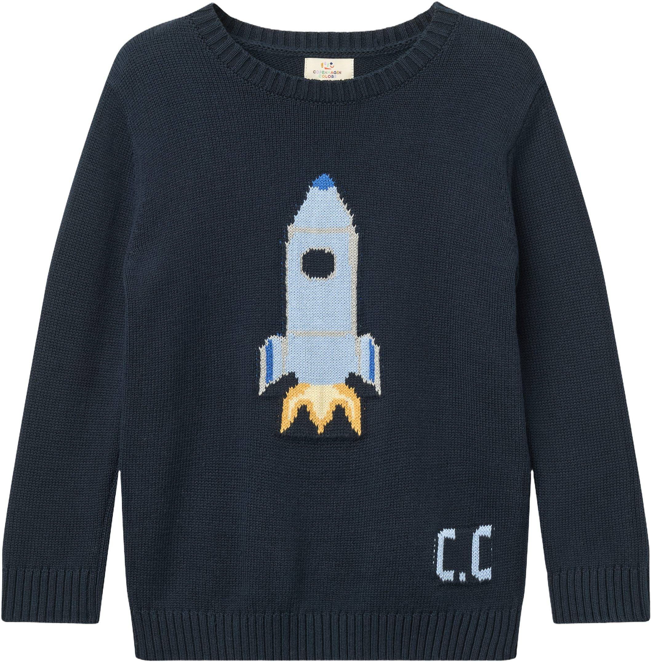 Copenhagen Colors Sweater w. Icon Str 86 - Navy Rocket Comb. Strik hos Magasin.