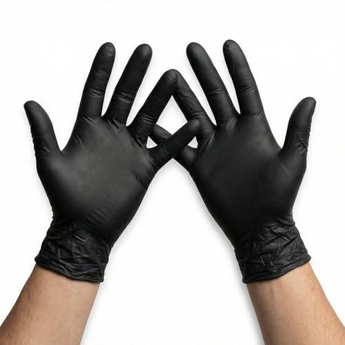 KMINA Nitrile Engångshandskar, svarta, pulverfria, latexfria (100, M)