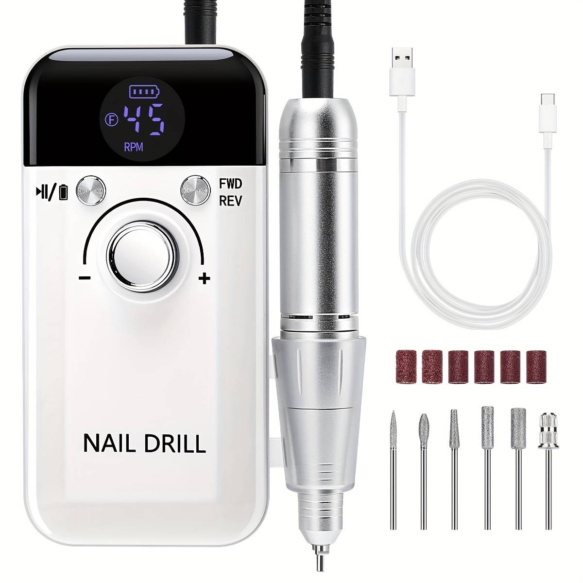 TEMU Professional Electric Nail Drill Machine 45000rpm Nail Drills With Nail Sander Portable Nail File For