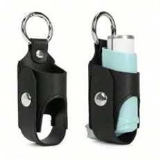 1/2pcs Asthma Inhaler Holder,Cough Suppressant Spray Bottle Storage Bag,Lightweight Portable PU Leather Asthma Inhaler Case For Adults, Inhaler Not Included,Antibacterial Spray Bottle Storage Bag, Portable Medicine Bottle Storage Bag, Leather Case (Holder Only)