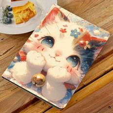 TEMU Adorable Cat Artwork Leather Tablet Case , A7 Lite, A8, A9, S6 Series - , Foldable Anti-drop Protective Cover, Tablet Carrying Case
