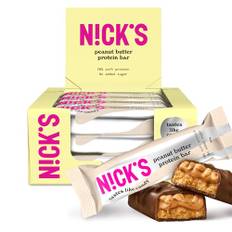 NICKS Protein Riegel ohne Zuckerzusatz – Erdnussbutter – 15g Eiweiß 30% – 214 Kalorien – Low Carb Keto Proteinriegel mit Ballaststoffen & Kollagen – Glutenfrei, Gesunde Snack ohne Palmöl 12x50g