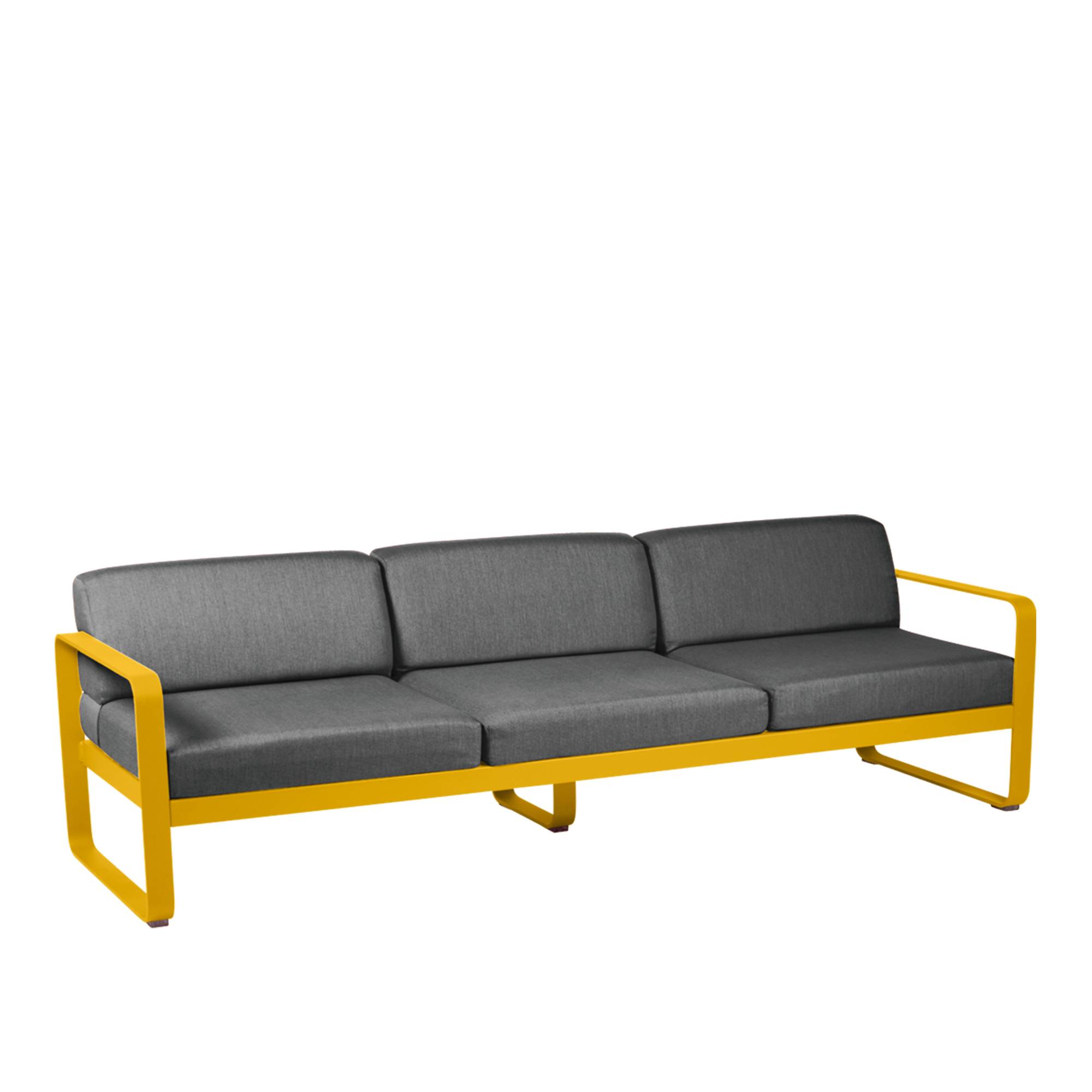 Fermob - Bellevie 3 Seater Sofa Graphite Grey Cushions, Honey - Udendørs sofaer - Pagnon & Pelhaître