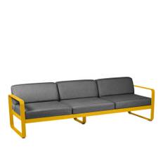 Fermob - Bellevie 3 Seater Sofa Graphite Grey Cushions, Honey - Udendørs sofaer - Pagnon & Pelhaître