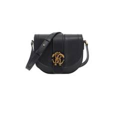 Roberto Cavalli, Taske, Dame, Sort, ONE SIZE, Uld, Logo Skuldertaske