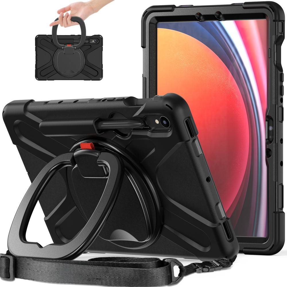 Kickstand Hybridskal med axelrem Samsung Galaxy Tab S8 svart