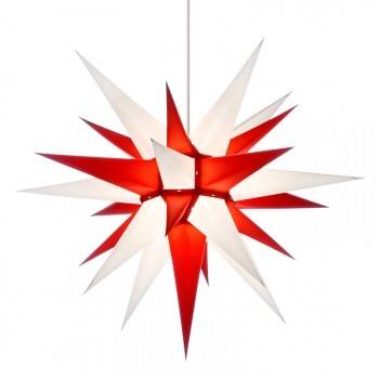 Adventsstjerne, papir, 60 cm, usamlet, rød & hvid