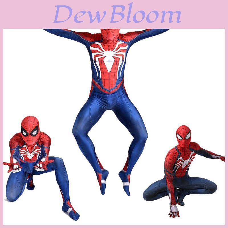 Ps4 Insomniac Spider-man Cosplay Kostym 3d Tryck Vuxen Barn Spidey Zentai Dräkt Med Utsökt Hantverk Och Andningsbart Lycra Material cm blue
