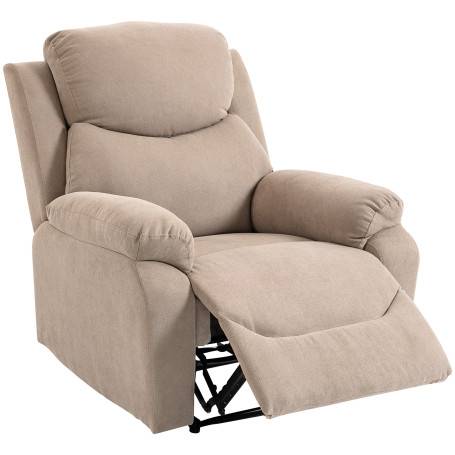 Manuell Relaxfåtölj Beige Linneimitation Med Fotstöd