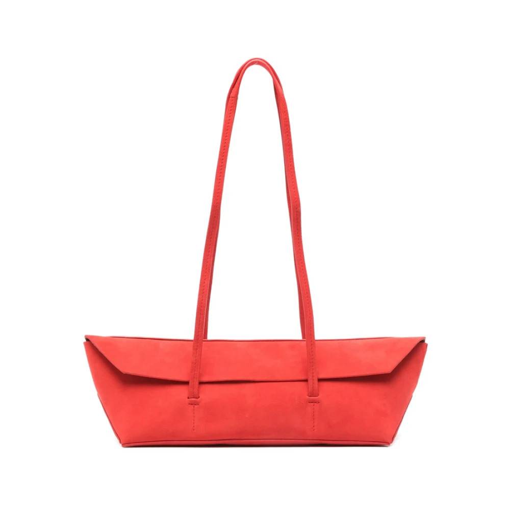 Christopher Esber Rød Ruskind Top-Handle Taske med Klap - Tasker - Dame - Rød - ONE SIZE - Uld