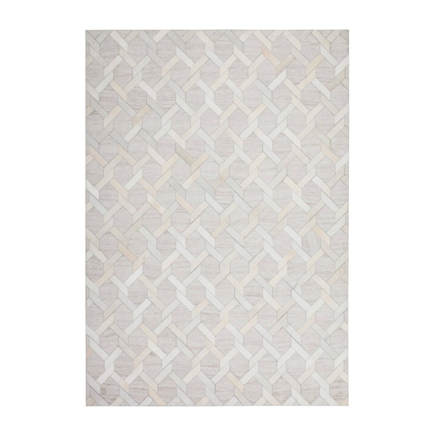 Chimera 125 Tæppe Med Læder Og Viskose - 120 x 170 cm / Elfenben