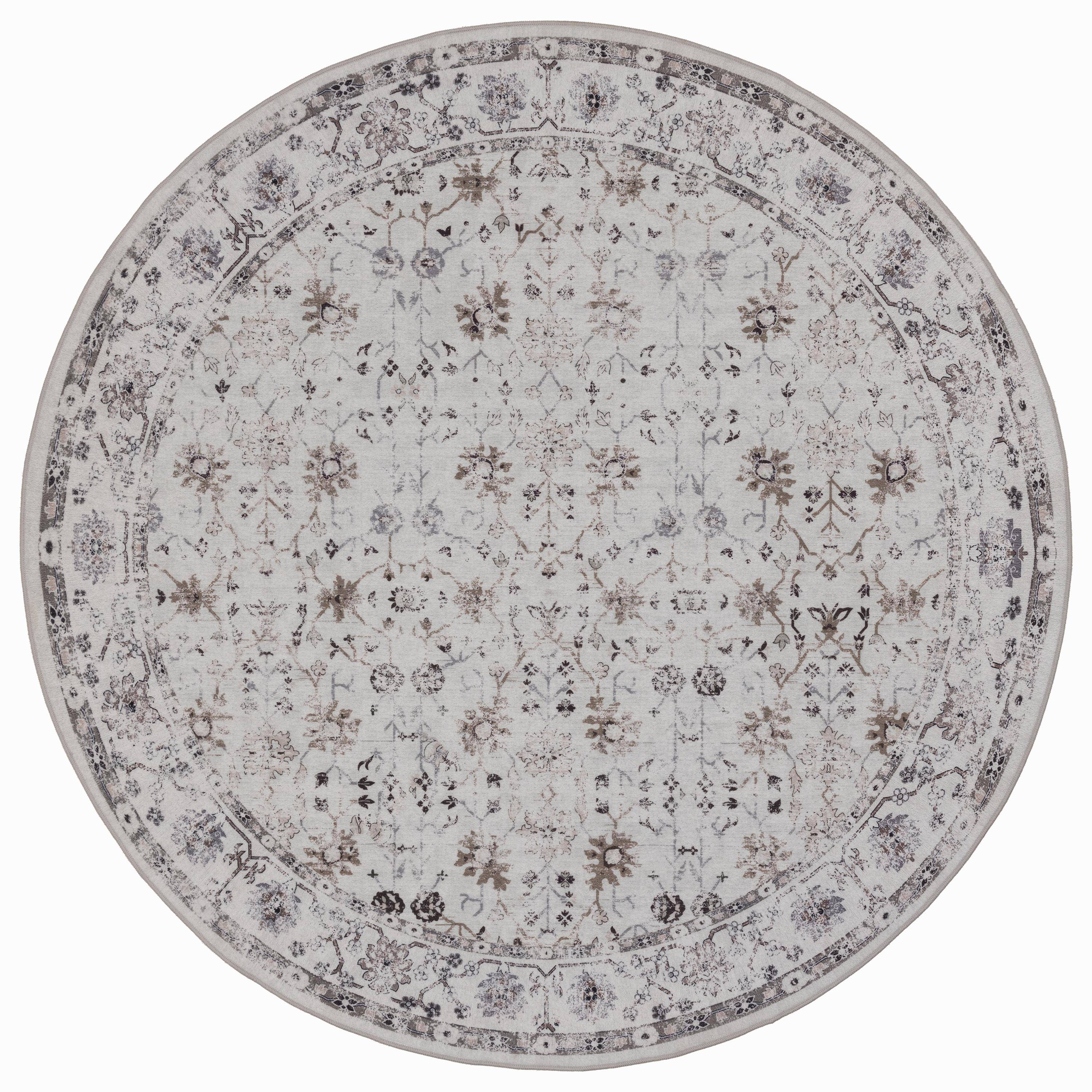 INKA Vintage-Orientalsk rundt kortluvet tæppe creme - 120 x 120 cm