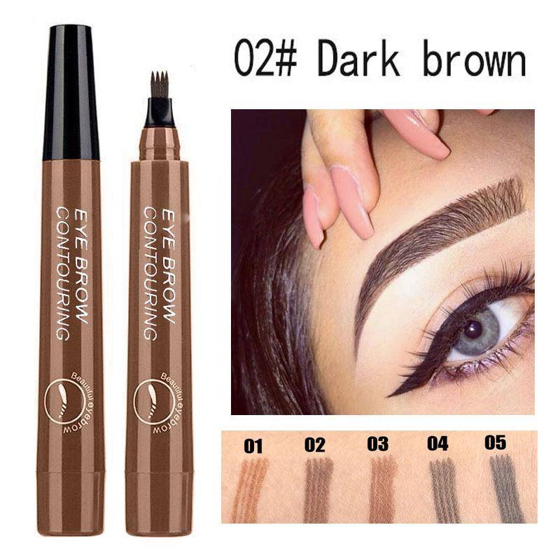 Vattentät 4-punkts flytande ögonbrynspenna Ögonbryn Penna Ögonbrynstatuering Vattenfast flytande Svart ögonbrynssmink Penna Microblading white