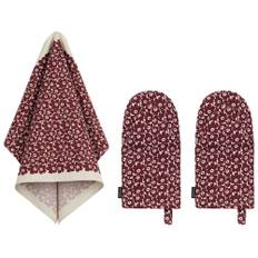 Marimekko Pikkuinen Unikko textilset, vinröd - Linen/burgundy