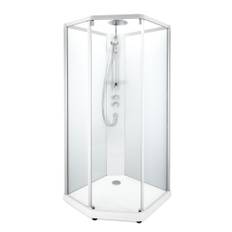 Contura Shower Showerama brusekabine-pakke, 80x90 cm, børstet aluminiums profil, klart/frostet glas