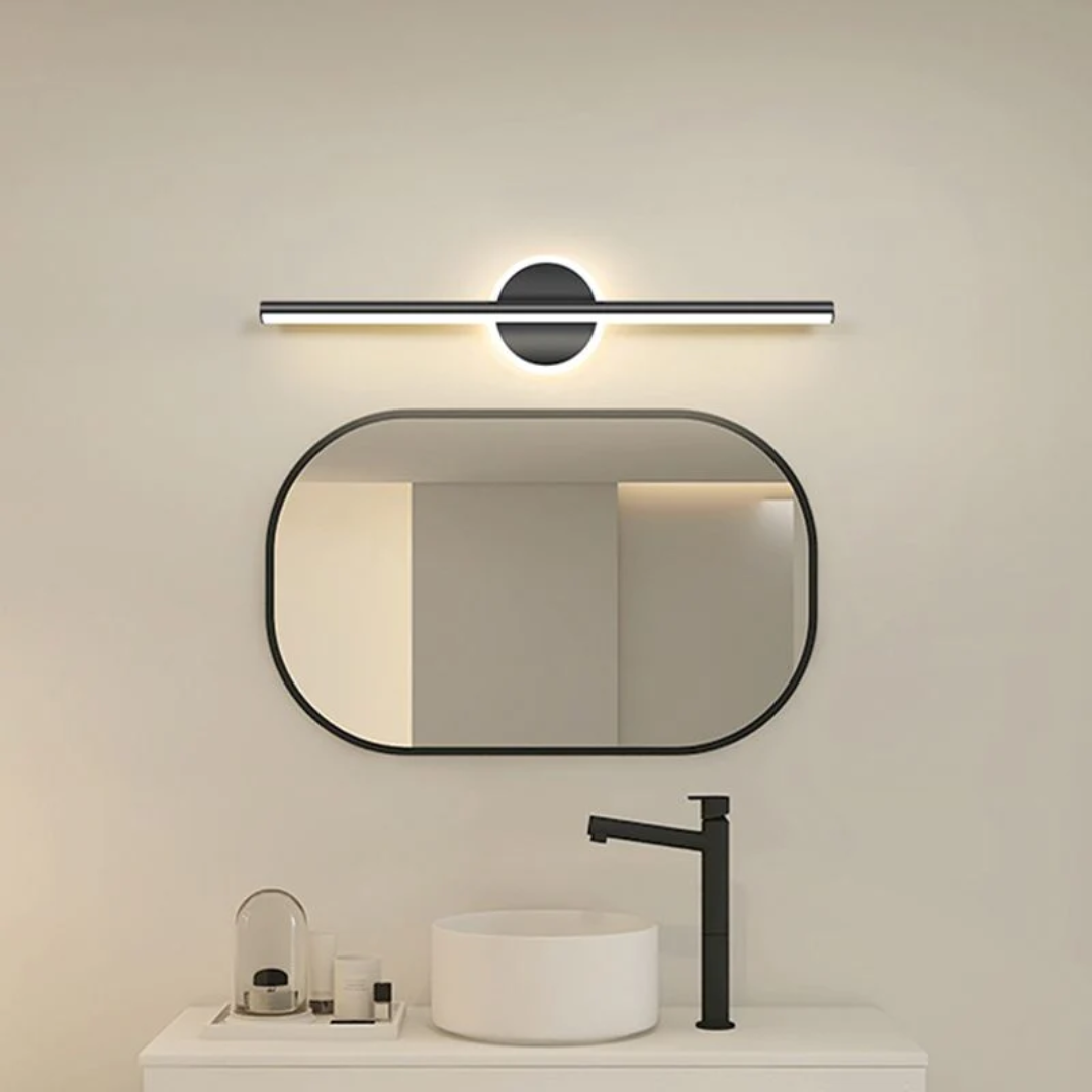 OpalGlow - Stram LED Vägglampa för Moderna Interiörer - Rund / Svart / 40 cm