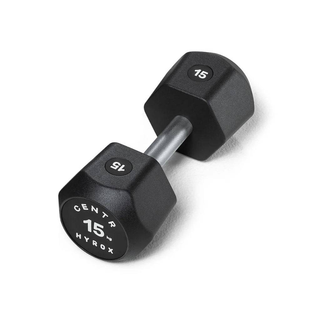 CENTR x HYROX Urethane Dumbbell, Håndvægte Hex Vægt 15 kg