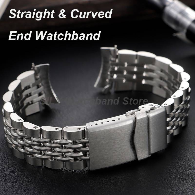 Watchband Screw Link Straight/Curved End Strap 20/22mm Stainless Steel Bracelet Metal Watchband for Seiko for Jubilee SKX007/009