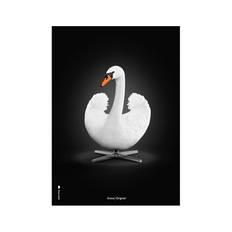 Brainchild Plakat - Hvid Svane/Sort Baggrund - 50x70 cm
