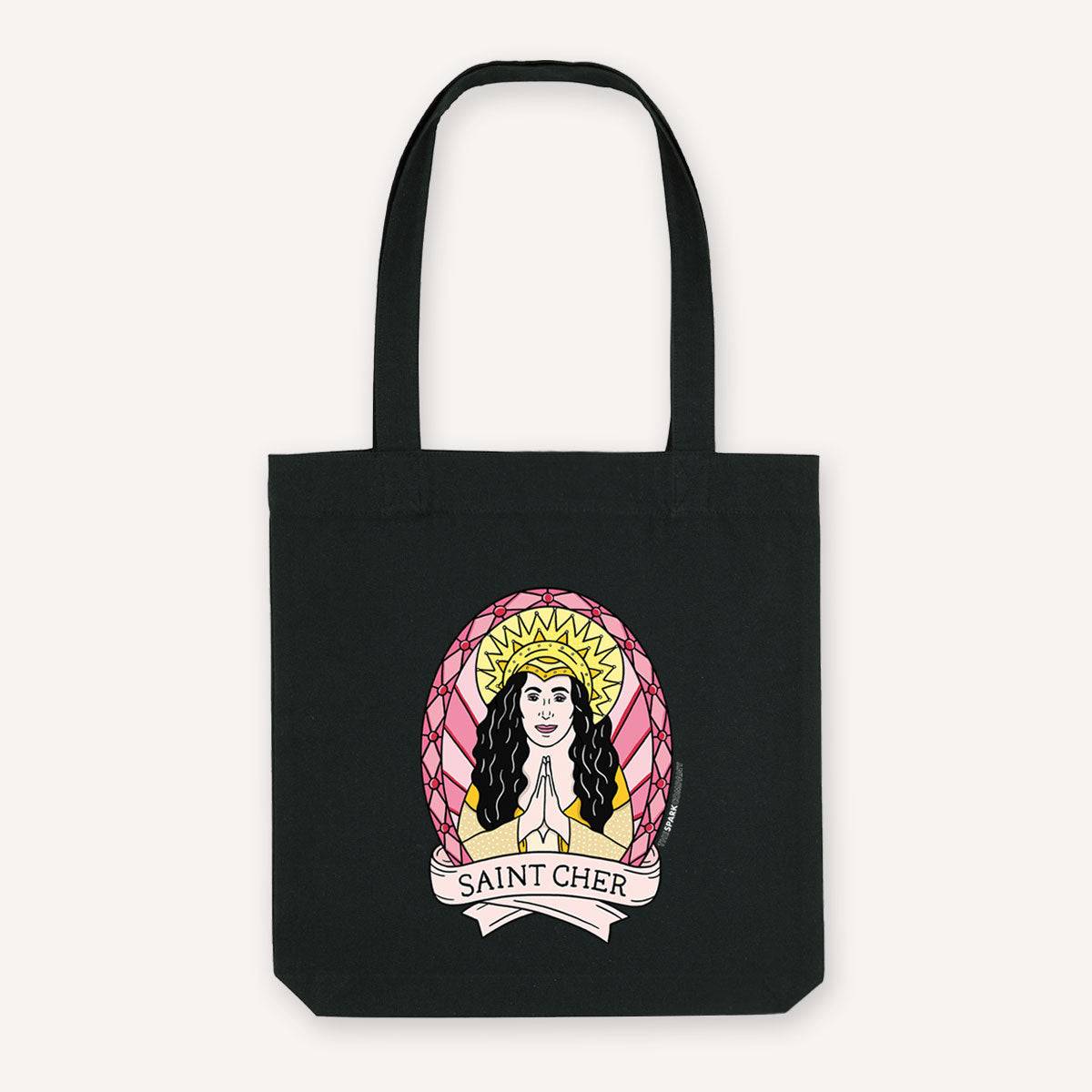 Saint Cher Feminist Tote Bag - Black Canvas