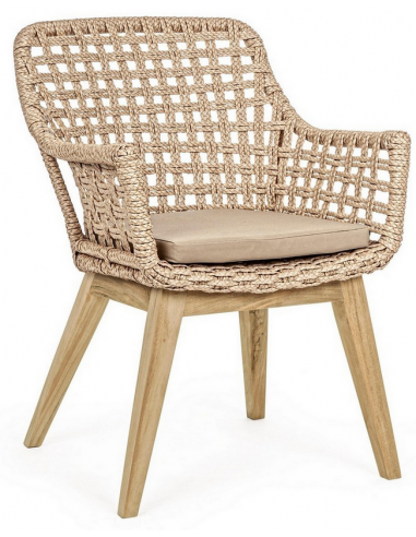 2 x MADISON Havestole i teaktræ og syntetisk fiber H82 cm - Teak/Natur