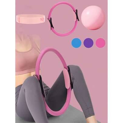 Pilatesset för kvinnor - Innehåller sprängsäker fitnessboll, motståndsband, pilatesring och luftpump för komplett hemmaträning; Yogaboll för bäckenbot - Multifärgad (Multi-size)
