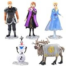 ZeYou Set med 5 figurer, frozen minifigurer, prinsessan Elsa, Anna och Olaf, Kristoffer, spelfigur ren Sven, perfekt som en liten gåva för barn från 3 år