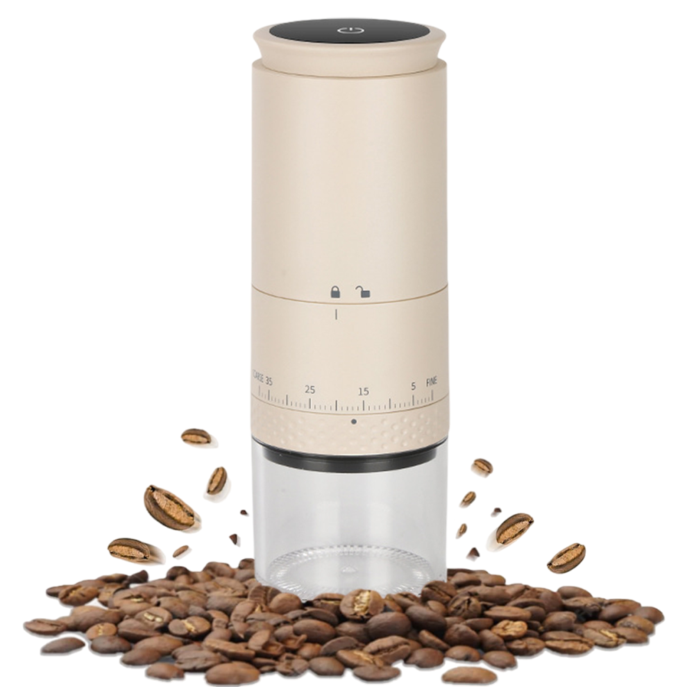 Elektrisk, bærbar kaffekværn, USB-opladelig med keramisk kværn og transparent design, brugerdefinerbar kværn til espresso, French Press og mere