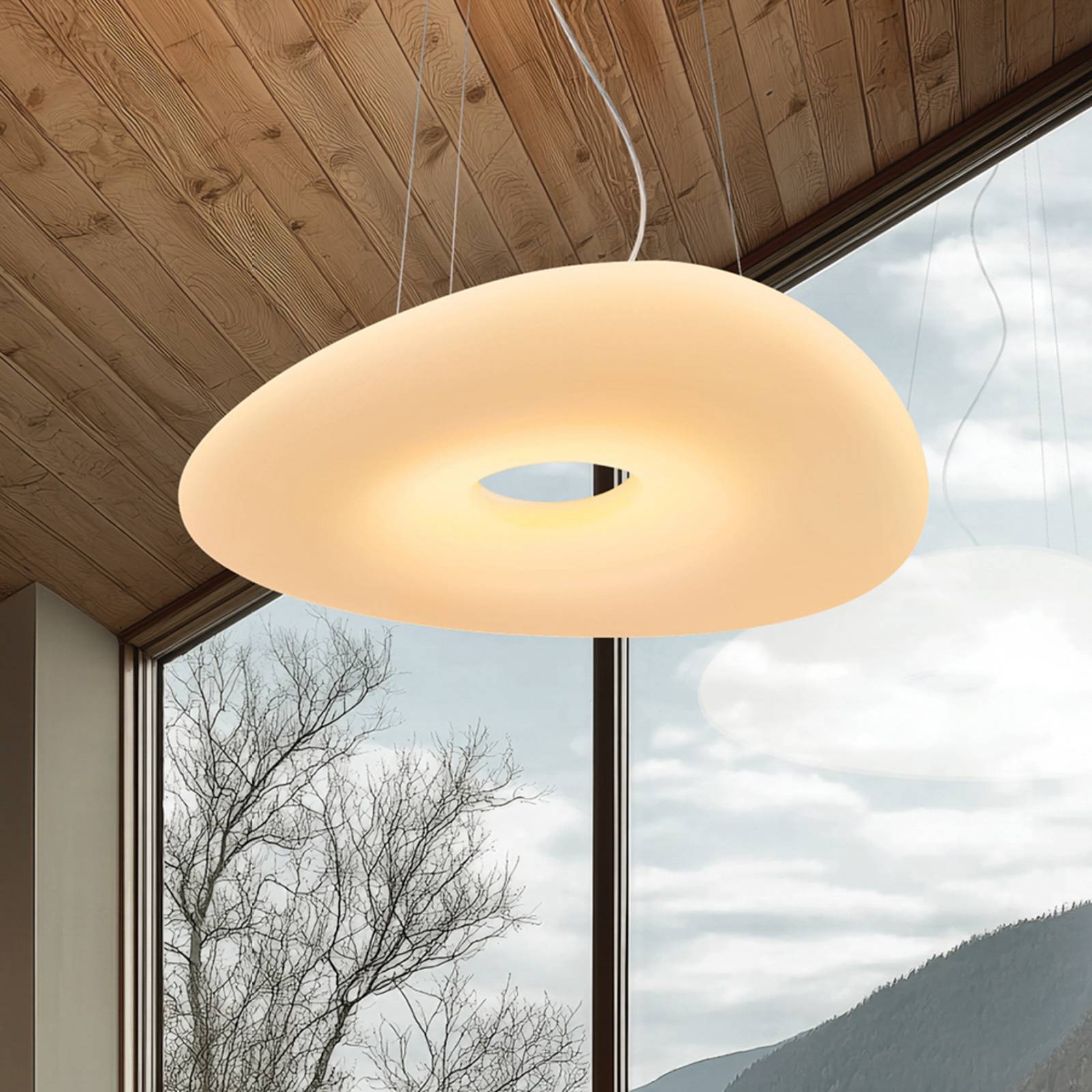 Stilnovo Design pendellampa Mr. Magoo, dimbar, Vitt / opal, Vardagsrum / matsal, Syntetmaterial, Design, Pendellampa