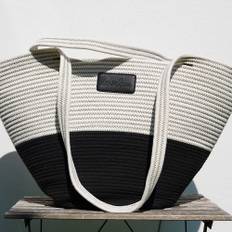 Lovelies Marasusa Rope Beach BAG - 75 X 45 CM Dam Stl. Axelremsväskor Från Magasin - Jet Black / Off W (ONE SIZE)