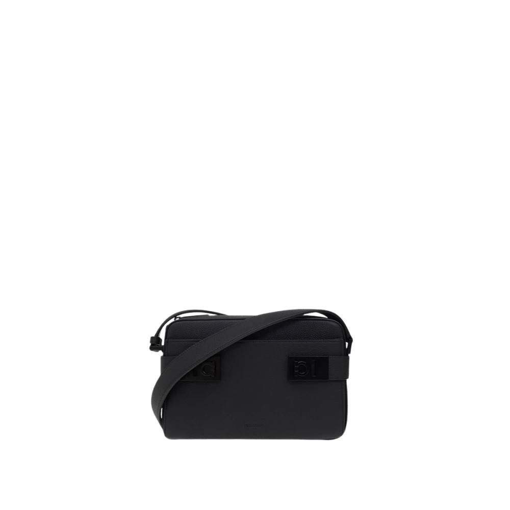 Salvatore Ferragamo Pre-owned Pre-owned East-West Crossbody Taske med Gancini Spænder - Vintage - Herre - Sort - ONE SIZE - Uld