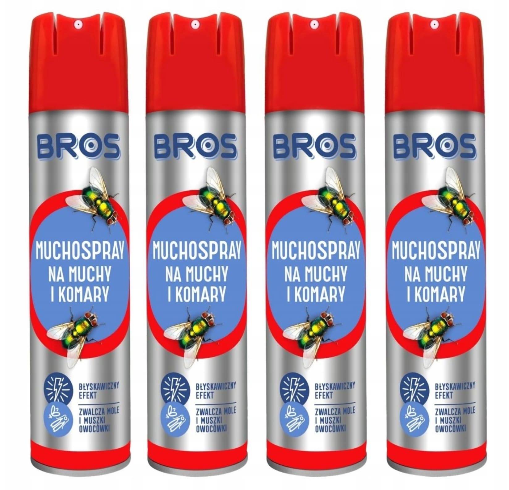 Flugspray, insektsspray, 4-pack, effektiv aerozol mot flygande insekter, BROS