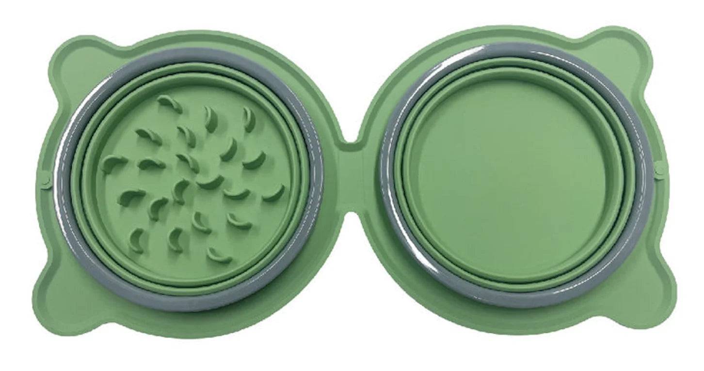 Foldable Silicone Travel Bowl for Dogs & Cats - green