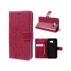 Samsung Galaxy A5 (2017) læder-etui med sommerfugleprint - Hot Pink