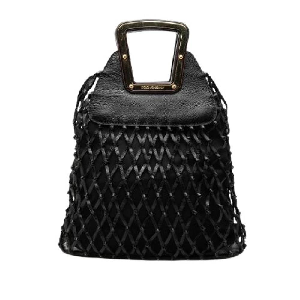 Dolce & Gabbana Pre-owned Pre-owned Woven Leather Tote Bag - Vintage - Dame - Sort - ONE SIZE - Læder