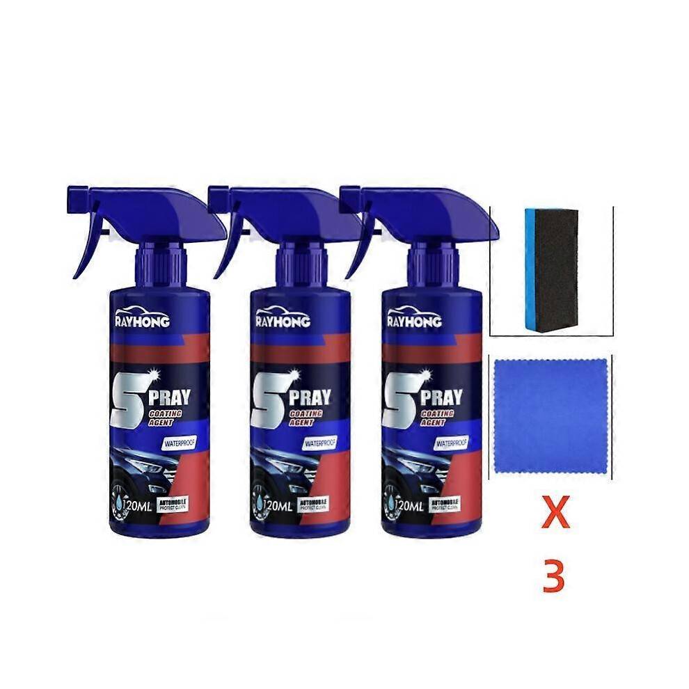 3x 120ml RAYHONG Quick-acting Coating Spray Car Nano-ceramic Coating Agent Car Scratch Repair Glass Hydrophobic Coating Care