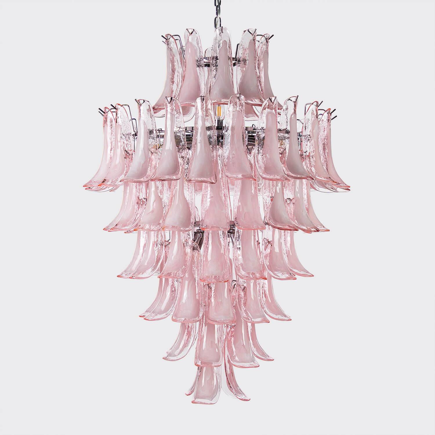 Kristallkrona Ø80xH110cm Krom/Rosa - Livorno | Taklampa | Kristallkrona | Vesani
