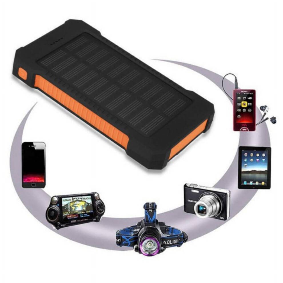 50000mAh bærbar soloplader, vandtæt dobbelt USB ekstern batteri powerbank stødsikker batteripanel dobbelt USB bank backup pakke gul