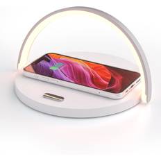 Sengelampe med trådløs oplader, touch-bordlampe, LED-nattelys med certificeret induktionsoplader, dæmpbar touch-nattelys med 3 lysstyrker