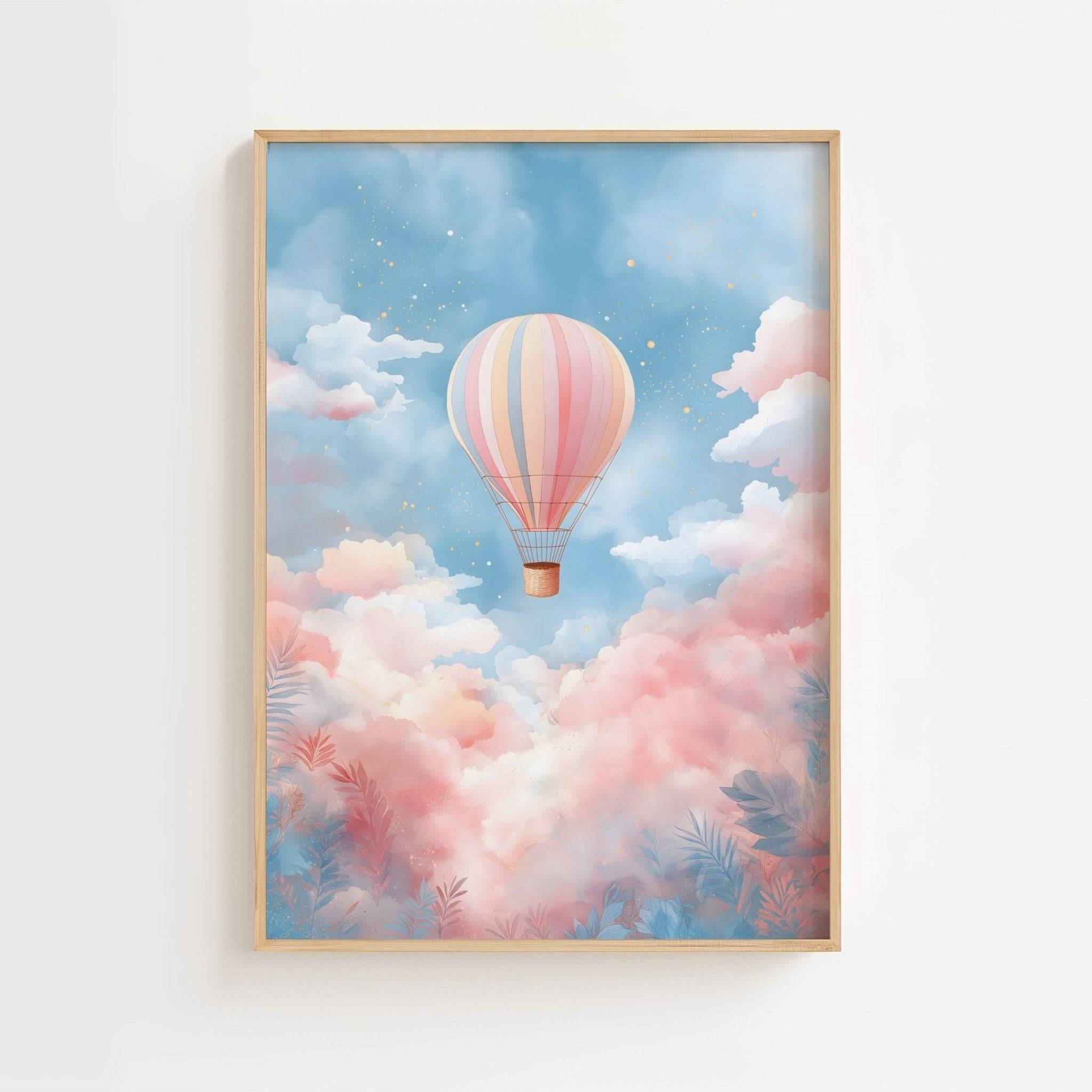 Luftballong poster-50x70 cm / 20x28″ / Med ram / Svart