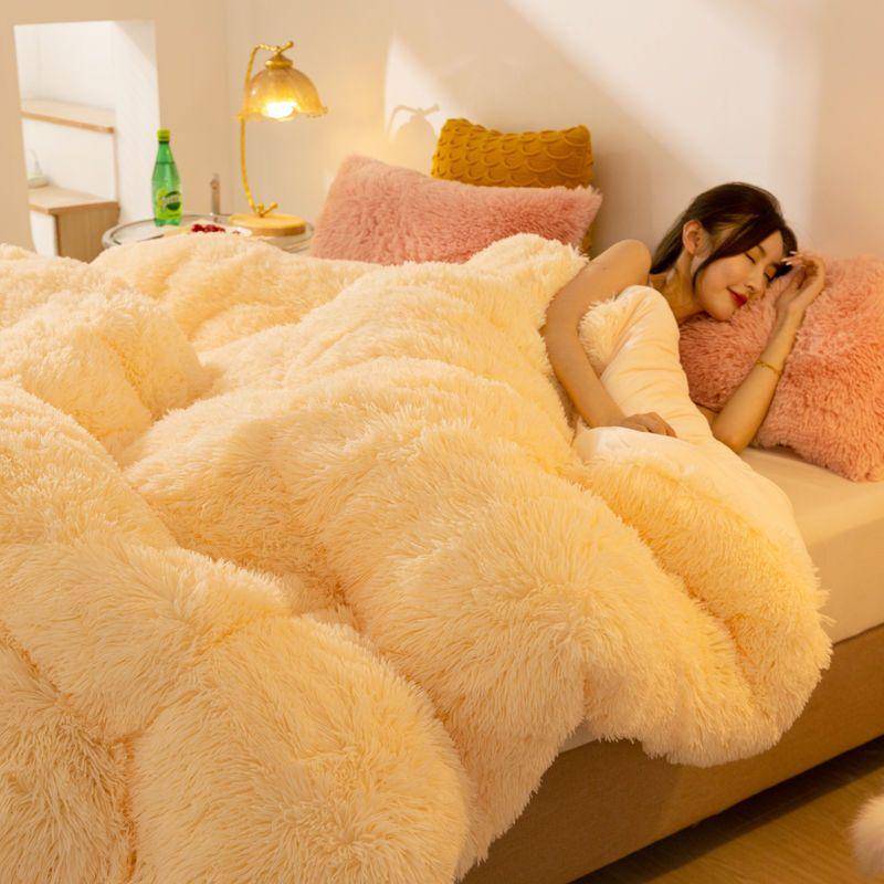 Vintermink dun täcke Dubbelsidig plysch Princess Style Coral Down Quilt Cover Crystal Velvet