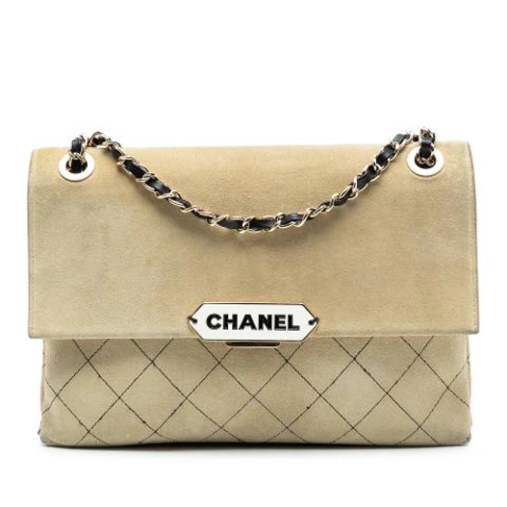 Chanel Vintage Pre-owned Quilted Suede Crossbody Bag - Vintage - Dame - Beige - ONE SIZE - Suede