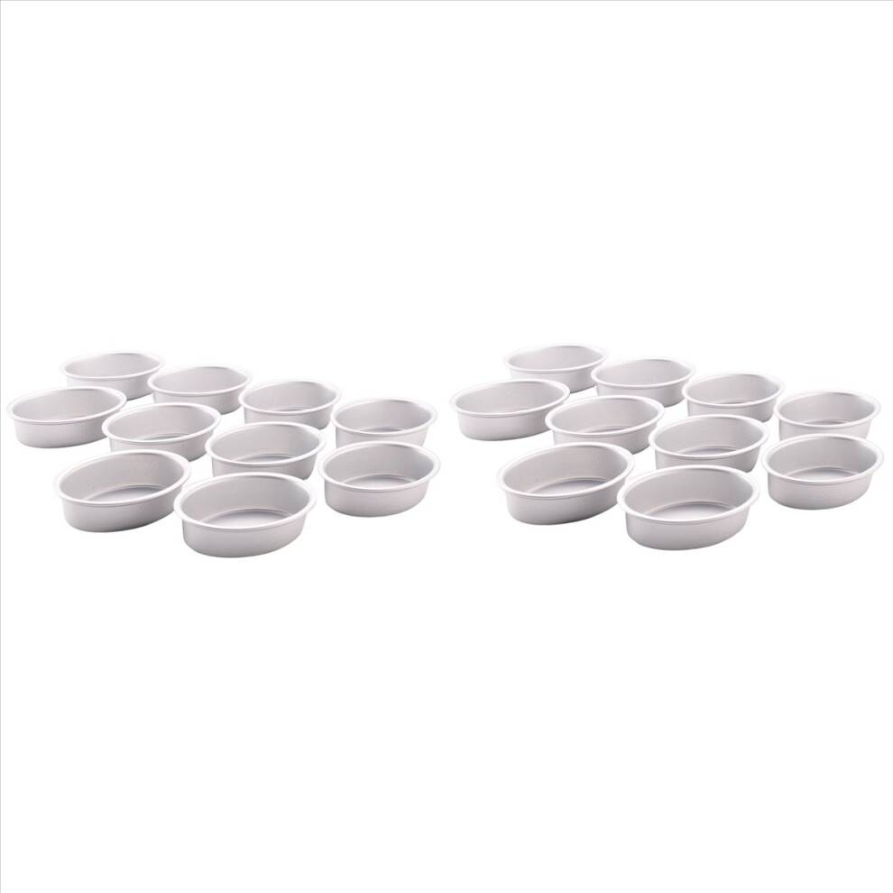 20 stk. mini oval ægform aluminiumslegering metal ostepande kageform brødform tærteholder budding gelé tin