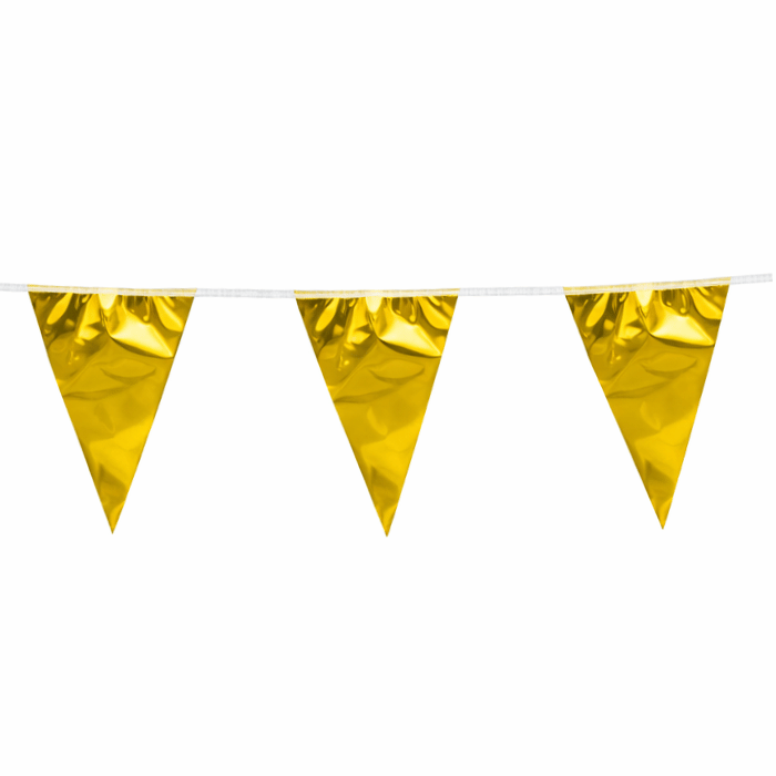 Guld metallisk flagguirlande 30x45 cm - 10 meter.