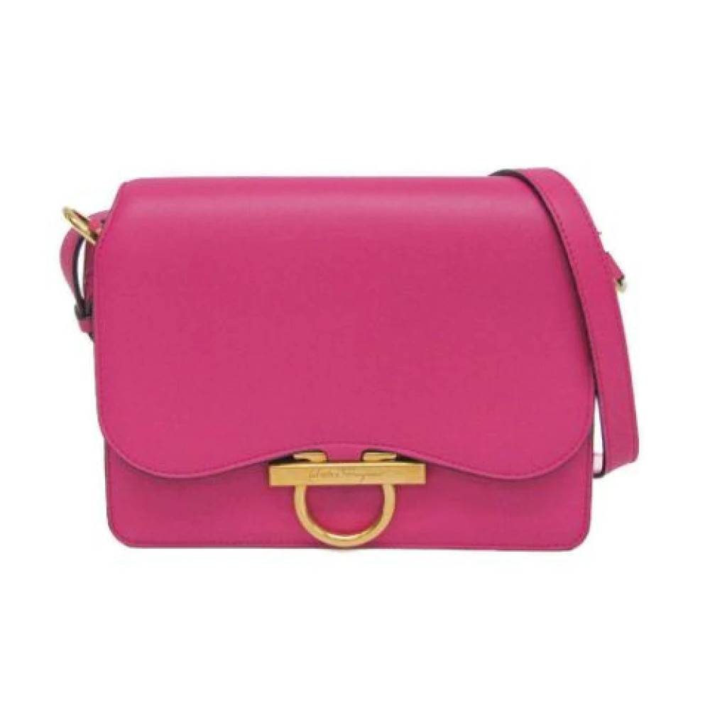 Salvatore Ferragamo Pre-owned Pre-owned Laeder skuldertasker - Vintage - Dame - Lyserød - ONE SIZE - Uld