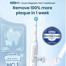 Oral B IO 3-serien Elektrisk tandborste för vuxna Tre lägen Intelligent tryckkontroll 30-sekunders påminnelse om zonbyte, 2-minuters intelligent timin - Multifärgad (IO3 Vit,Tandrengörande borsthuvuden 3-pack,IO3 Svart)