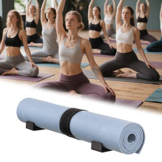 Yogamattehållare Väggmontering Yogamatteförvaringsställ Hemmagym Väggorganisatör för Skumrullar Motståndsband Fitnessaccessoarer