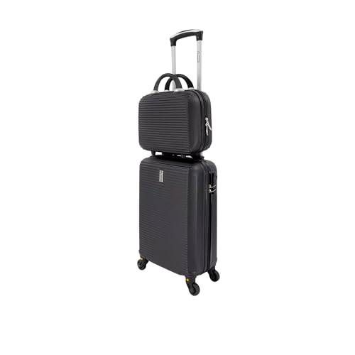 CELIMS Lätta resväskor, godkända av 100+ flygbolag, för självsäker resa, svart, Petite Cabine (18 Pouces) + Vanity 12 Pouces
